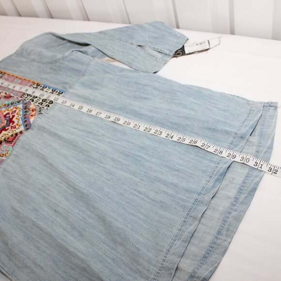 Double D Ranch Womens Embroidered Tunic Tencel Linen Size Small 3/4 Sleeve VNeck - Picture 8 of 8